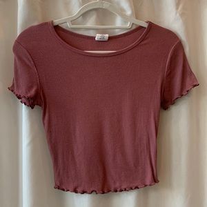 Light Mauve Crop Knit Tee